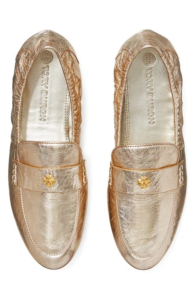 Tory Burch Metallic Medallion Ballet Loafers In Spark Gold