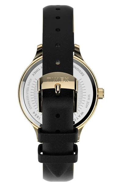Shop Timex Peyton Leather Strap Watch, 38mm In Black