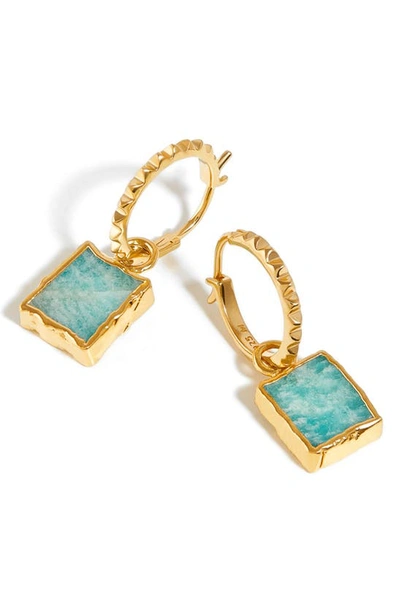 Shop Missoma Amazonite Drop Pyramid Huggie Hoop Earrings In Gold