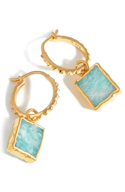 Missoma Amazonite Drop Pyramid Huggie Hoop Earrings In Gold