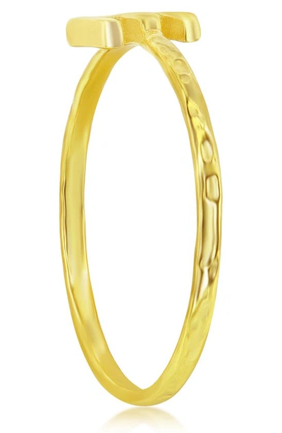 Shop Simona Yellow Gold Initial Band Ring In Gold - E