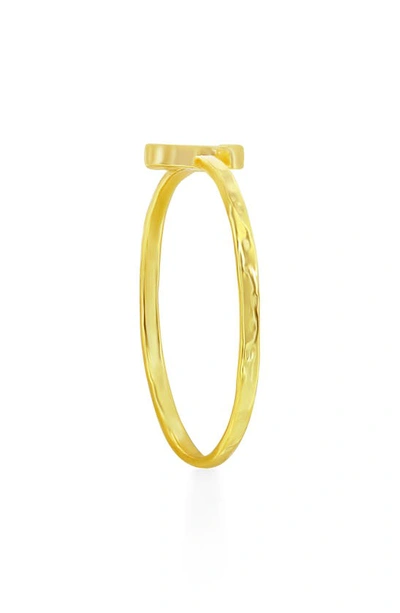 Shop Simona Yellow Gold Initial Band Ring In Gold - C