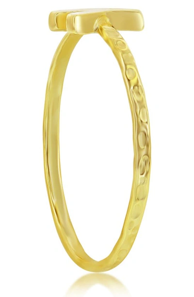 Shop Simona Yellow Gold Initial Band Ring In Gold - K