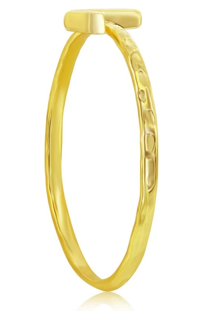 Shop Simona Yellow Gold Initial Band Ring In Gold - L