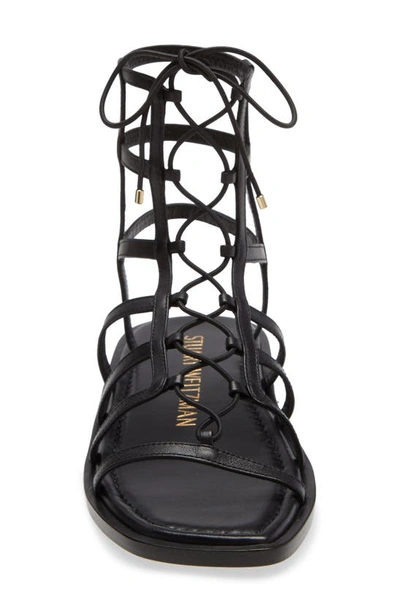 Shop Stuart Weitzman Stuart Weirzman Kora Lace-up Gladiator Sandal In Black