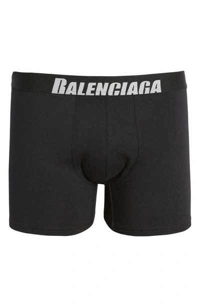 Shop Balenciaga Logo Band Boxer Briefs In Black