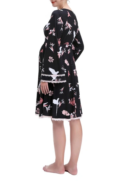 Kimi And Kai Angela Lounge Maternity Robe In Black