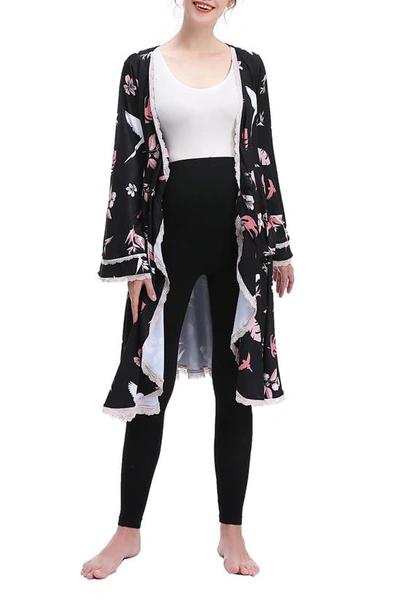 Kimi And Kai Angela Lounge Maternity Robe In Black