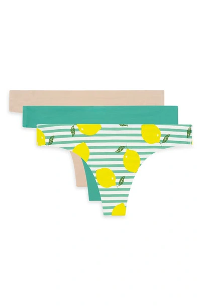 Shop Aqs Seamless Thong In Lemons/ Lime/ Nude