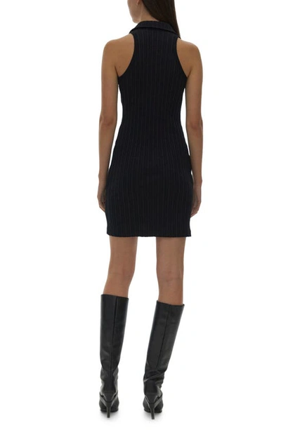 Shop Helmut Lang E Rib Sleeveless Cotton Polo Dress In Black