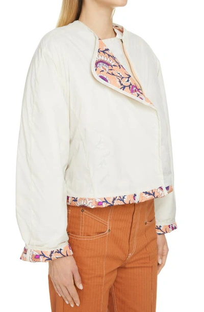 Shop Isabel Marant Amidala Floral Print Reversible Asymmetric Crop Jacket In Papaya