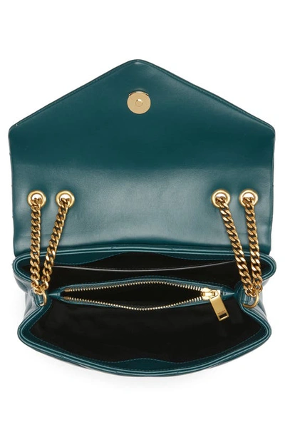 Shop Saint Laurent Small Loulou Chain Leather Shoulder Bag In Sea Turq
