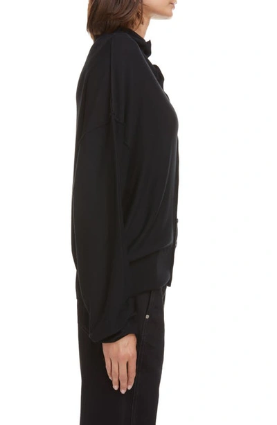 Lemaire Raised Shoulder Virgin Wool Caban Jacket In Black 999