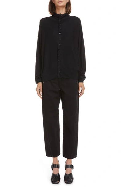 Lemaire Raised Shoulder Virgin Wool Caban Jacket In Black 999