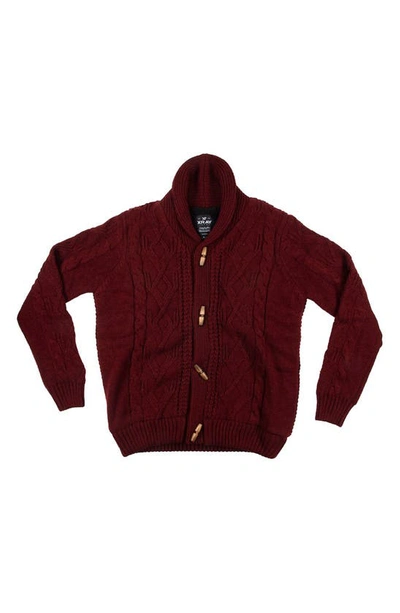 Shop X-ray Xray Shawl Collar Cable Knit Cardigan In Burgundy