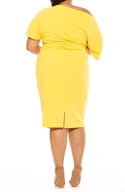 Shop Alexia Admor Olivia Draped One Shoulder Sheath Dress In Yellow