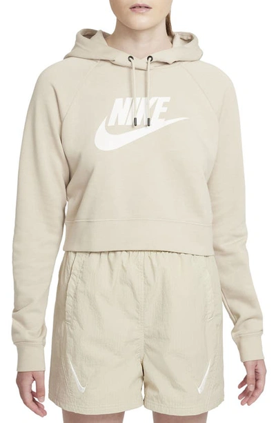 Shop Nike Sportswear Essential Crop Hoodie In Rattan/ White