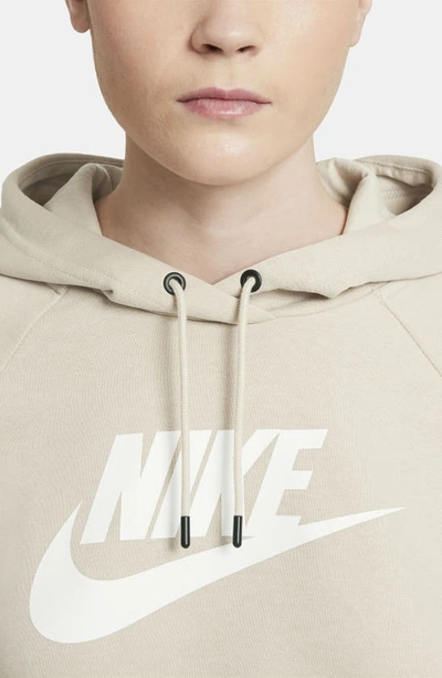 Shop Nike Sportswear Essential Crop Hoodie In Rattan/ White