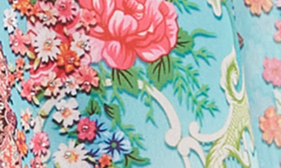 Ranee's Bright Printed Pink Blooms Flare Sleeve Cover-up Duster In Pink
