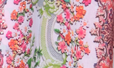Ranee's Bright Printed Pink Blooms Flare Sleeve Cover-up Duster In Pink