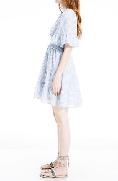 Shop Max Studio Smocked Waist Stripe Mini Dress In Blue