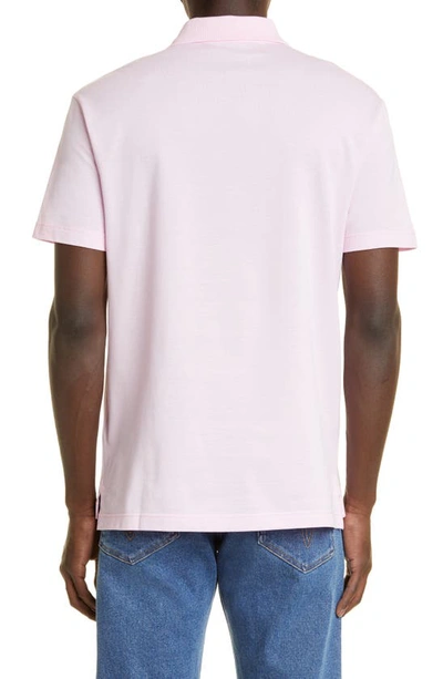 Shop Versace Medusa Appliqué Cotton Polo Shirt In Candy/ Pineapple