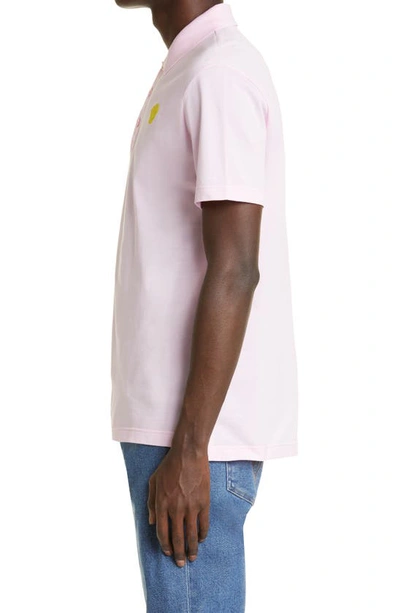 Shop Versace Medusa Appliqué Cotton Polo Shirt In Candy/ Pineapple