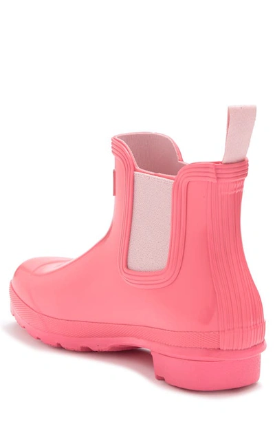 Shop Hunter Original Gloss Waterproof Chelsea Boot In Pink / Salt Pink
