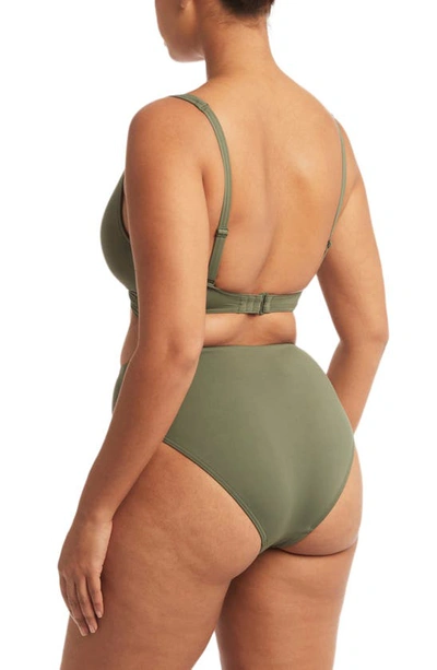 Sea Level Cross Front Multifit Bikini Top In Khaki