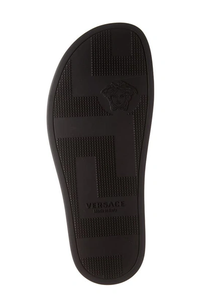 Shop Versace Chain Print Slide Sandal In Black Gold