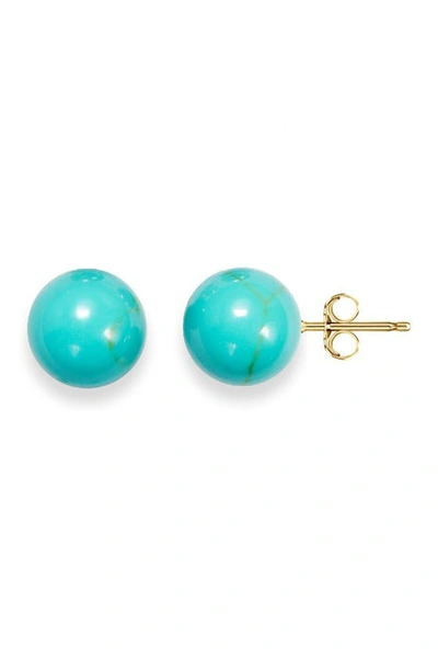 Shop Best Silver 14k Yellow Gold Turquoise Ball Stud Earrings