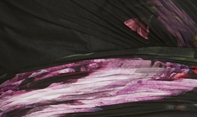 Shop Mac Duggal Floral Long Sleeve Chiffon A-line Gown In Black Multi