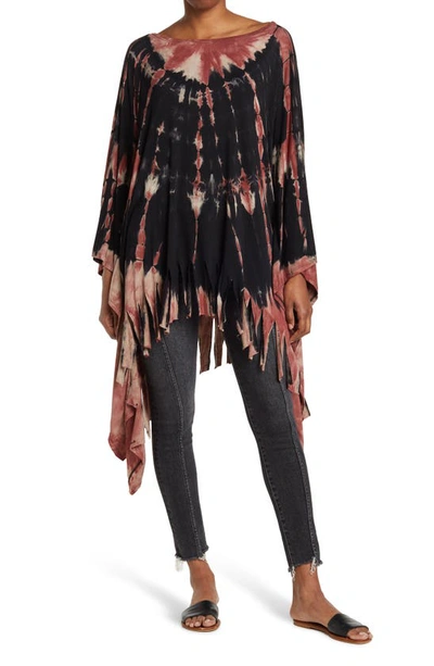 Shop Go Couture Tassel Poncho Sweater In Black Dye 1
