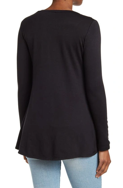 Shop Go Couture Long Sleeve Cross Hem Shirt In Black