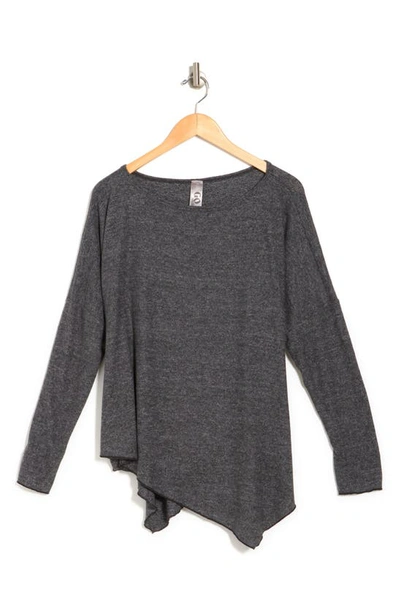Shop Go Couture Assymetrical Hem Dolman Sleeve Sweater In Charcoal Print 1