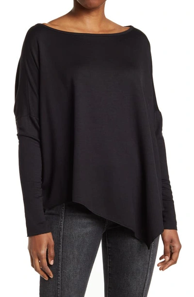 Go Couture Assymetrical Hem Dolman Sleeve Sweater In Black
