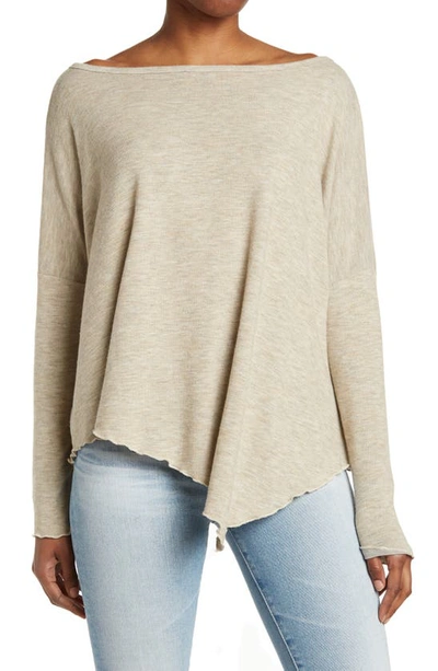 Go Couture Assymetrical Hem Dolman Sleeve Sweater In Camel Print 1