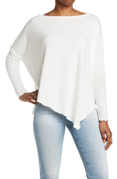 Shop Go Couture Assymetrical Hem Dolman Sleeve Sweater In Ivory Print 1