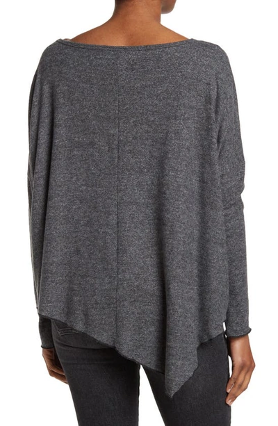 Go Couture Assymetrical Hem Dolman Sleeve Sweater In Charcoal Print 1