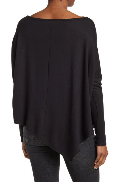 Go Couture Assymetrical Hem Dolman Sleeve Sweater In Black