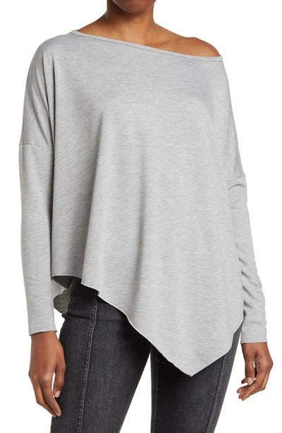 Shop Go Couture Assymetrical Hem Dolman Sleeve Sweater In Ultimate Gray