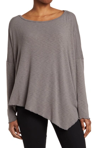Go Couture Assymetrical Hem Dolman Sleeve Sweater In Slate