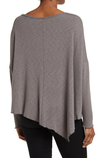 Go Couture Assymetrical Hem Dolman Sleeve Sweater In Slate