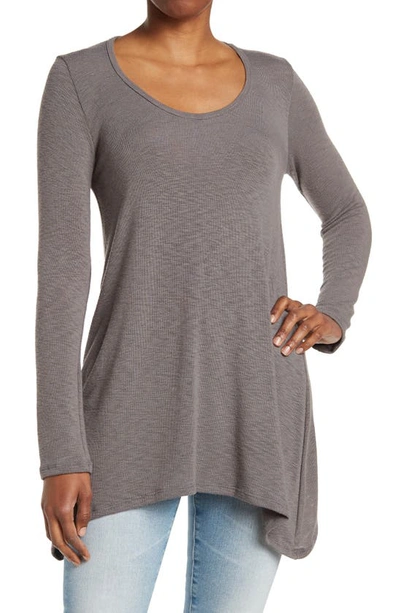 Go Couture Asymmetrical Swing Sweater In Ultimate Gray