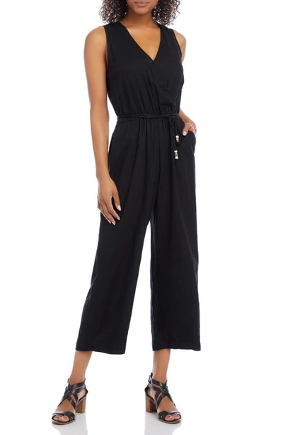 Shop Karen Kane Sleeveless Crop Jumpsuit In Black