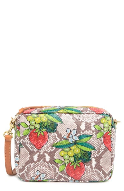 Fruit Print Leather Crossbody Bag In Strawberry
