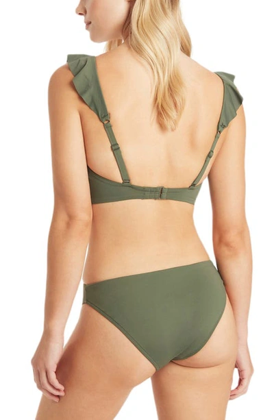 Sea Level Frill Bikini Top In Khaki