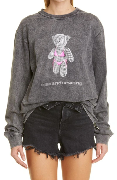 Alexander Wang Teddy-graphic Relaxed-fit Cotton-jersey T-shirt In Grey |  ModeSens