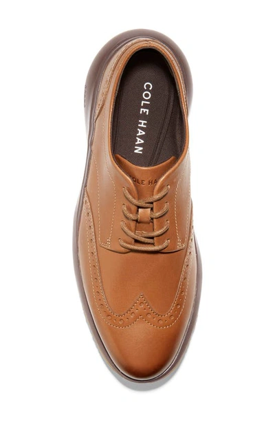 Shop Cole Haan Grand Troy Wingtip Leather Derby In British Tan/ Java