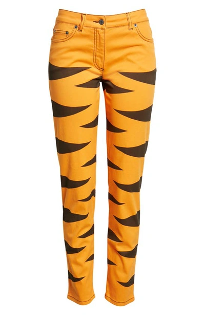 Moschino X Kellogg's Tony The Tiger Stripe High Waist Slim Jeans In Orange  | ModeSens